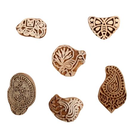 Set of 6 Piece New Mix Wooden Printing Block